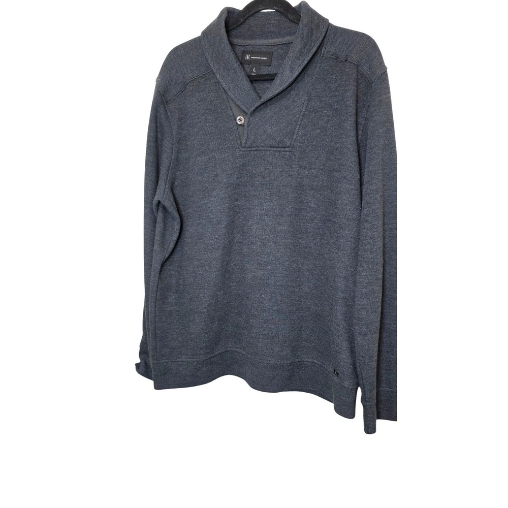 INC‎ Men's Shawl Collar Gorpcore Fisherman Sweater L Gray